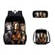 SEANATIVE Horse Backpack for School Boys High School Black School Bag with Lunch Bag and Pencil Case Set 17 Inch Schoolbag of Middle School