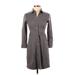 Theory Casual Dress - Shirtdress Collared 3/4 sleeves: Gray Solid Dresses - Women's Size 4