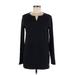 Lands' End Casual Dress - Mini V-Neck Long sleeves: Black Dresses - Women's Size Medium