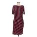 Anne Klein Casual Dress - Sheath Crew Neck Short sleeves: Red Houndstooth Dresses - Women's Size 6