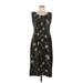 Croft & Barrow Casual Dress - Sheath Scoop Neck Sleeveless: Black Floral Dresses - Women's Size Large