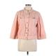 Ann Taylor LOFT Denim Jacket: Short Pink Solid Jackets & Outerwear - Women's Size Large