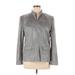 Alfred Dunner Faux Leather Jacket: Below Hip Gray Solid Jackets & Outerwear - Women's Size 16