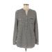 Calvin Klein Long Sleeve Blouse: Gray Stripes Tops - Women's Size Medium