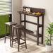 Patio Pub Height Table with Storage Shelf and Adjustable Foot Pads
