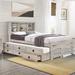 Captain Bed with Bookcase Headboard, Wood Platform Bed Frame with Trundle Bed & 3 Drawers for Bedroom