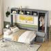 Queen Size Murphy Bed Wall Bed with Closet & Drawers, Storage Bed,Gray