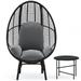 Patio Hand-Woven PE Wicker Rattan Egg Chair with Cushion and Side Table