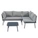 Outdoor 3-Piece PE Rattan Sofa Set, Patio Metal Sectional Furniture Set w/Cushions