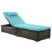 2-piece Beach Chair Set with Foldable Side Trays and Cushions - Blue
