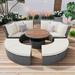 Outdoor Patio All-Weather 5-Piece PE Rattan Sectional Sofa Set with Round Liftable Coffee Table and Washable Cushions