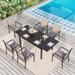 7/9-Piece Patio Dining Set with Expandable Rectangular Metal Table and 6/8 Textilene Dining Chairs
