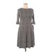 Perceptions Casual Dress - A-Line Crew Neck 3/4 sleeves: Gray Dresses - New - Women's Size Large