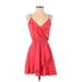 Express Outlet Cocktail Dress - Mini Plunge Sleeveless: Red Print Dresses - Women's Size Small