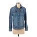 CALVIN KLEIN JEANS Denim Jacket: Below Hip Blue Print Jackets & Outerwear - Women's Size X-Small