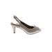 Life Stride Heels: Slingback Stilleto Cocktail Party Silver Solid Shoes - Women's Size 8 1/2 - Peep Toe