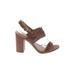 LC Lauren Conrad Heels: Slingback Chunky Heel Casual Brown Print Shoes - Women's Size 8 1/2 - Open Toe