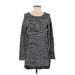 Ellen Tracy Casual Dress - Sweater Dress Scoop Neck Long sleeves: Gray Print Dresses - Women's Size Small