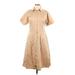 Brooks Brothers Casual Dress - Shirtdress Collared Short sleeves: Tan Print Dresses - Women's Size 10