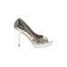 Betsey Johnson Heels: Slip-on Stiletto Cocktail Party Silver Shoes - Women's Size 8 1/2 - Round Toe