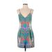 Mara Hoffman Casual Dress - Mini V-Neck Sleeveless: Teal Dresses - New - Women's Size 2