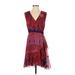 Uniqlo Casual Dress - Wrap: Burgundy Graphic Dresses - Women's Size P