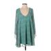 Show Me Your Mumu Casual Dress - Mini V-Neck Long sleeves: Teal Dresses - Women's Size Small