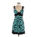 Speechless Casual Dress - A-Line: Teal Polka Dots Dresses - Women's Size Medium