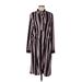 Ann Taylor Casual Dress - Midi Collared Long sleeves: Brown Print Dresses - Women's Size Large