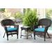 Espresso Wicker Chair And End Table Set With Sky Blue Chair Cushion- Jeco Wholesale W00201_2-CES027