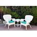 Windsor White Wicker Chair And End Table Set With Turquoise Chair Cushion- Jeco Wholesale W00213_2-CES032