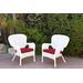 Set Of 2 Windsor White Resin Wicker Chair With Red Cushion- Jeco Wholesale W00213-C_2-FS030