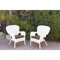 Set Of 2 Windsor White Resin Wicker Chair With Brown Cushions- Jeco Wholesale W00213-C_2-FS007