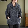 DIMANAF Autunno Inverno Vintage Pullover Top Abbigliamento donna Felpe con cappuccio Felpe Oversize Allentato Casual Lady Addensare Fodera in cotone