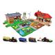 Majorette 212050009 Creatix Big Farm Set, Bauernhof-Spielset inkl. 3 Fahrzeugen + 2 Anhägern, Traktor, Mähdrescher, Holzlader, Die-Cast Mehrfarbig 5 Jahre to 99 Jahre