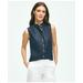 Brooks Brothers Women's Sleeveless Ruffle Detail Shirt In Linen | Navy | Size 6