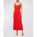 Ellison Square-neck Sleeveless Stitched Midi Dress