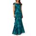 Ruffle Off The Shoulder Jacquard Mermaid Gown