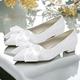 Femme Chaussures de mariage Ballerines Chaussures habillées Mariage Soirée Appartements de mariage Noeud Talon Plat Talon Bas Bout pointu Elégant Cuir microbien Argent Blanche Ivoire