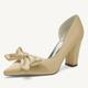 Femme Chaussures à Talons Chaussures de mariage Chaussures habillées Mariage Soirée Talons de mariage Noeud Talon Bottier Bout pointu Elégant Satin Blanche Ivoire Champagne