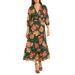 Floral 3/4 Sleeve Tiered Maxi Dress