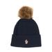 Cashmere & Wool Rib Beanie With Faux Fur Pompom