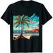 Kauai Hawaii Retro Beach Sunset T-Shirt featuring Tropical Palms