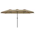 Parasol double 460 x 270 cm ombrelle protection upf 50+ taupe