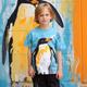 T-Shirt-Rock mit 3D-Pinguin für Jungen, kurzärmelig, 3D-Druck, Herbst, aktiv, Sport, Mode, Polyester, Kinder 3–12 Jahre, draußen, lässig, täglich, normale Passform