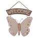 Rosalind Wheeler Welcome Butterfly Wall Décor in Brown | 7.87 H x 8.27 W x 0.55 D in | Wayfair E03FE99152BA4A83B5FDDE7AD372B1A8