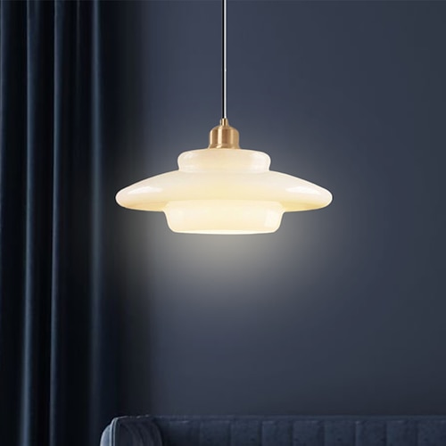 Bauernhaus-Trommel, halbbündige Deckenleuchte, Milchglas, Flurleuchten, Deckenleuchter, großer Goldstab, nordische moderne Mid-Century-Beleuchtung für Esszimmer, Deckenaufhängung, Opalmilchkorridor, Image