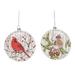 The Holiday Aisle® 2 Piece Glass Winter Birds Ball Ornament Set Glass in Green/Red/White | 2.88 H x 5.5 W x 2.25 D in | Wayfair