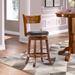 Lark Manor™ Analuz Counter & Bar Stool Wood/Upholstered/Leather in Brown | Counter Stool (25.5" Seat Height) | Wayfair