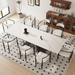 Orren Ellis Roseliy 9 - Piece 110.23" Extendable Sintered Stone Dining Table w/ 8 Chairs Dining Set Upholstered/ in Black/Gray | 29.92 H in | Wayfair